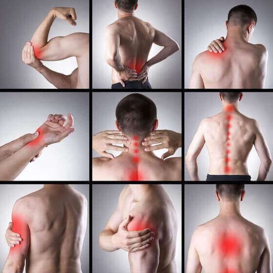 Areas of pain from sports massage
